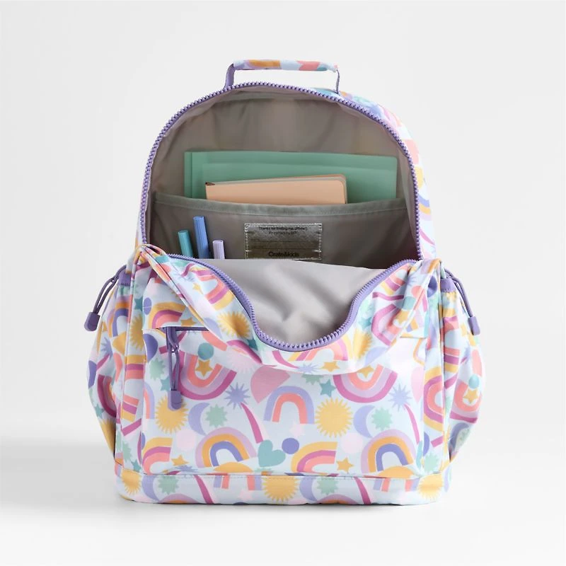 Dreamer Rainbow Dreams Large Kids Backpack with Side Pockets