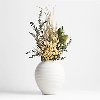 Dried Green Silver Dollar Eucalyptus & Yellow Craspedia Bouquet