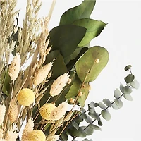 Dried Green Silver Dollar Eucalyptus & Yellow Craspedia Bouquet