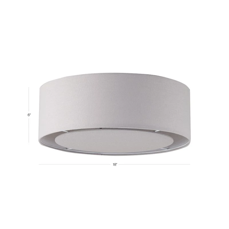 18" Light Grey Drum Shade Flush Mount Light