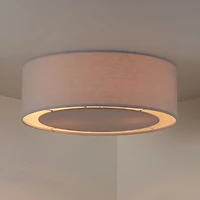 18" Light Grey Drum Shade Flush Mount Light