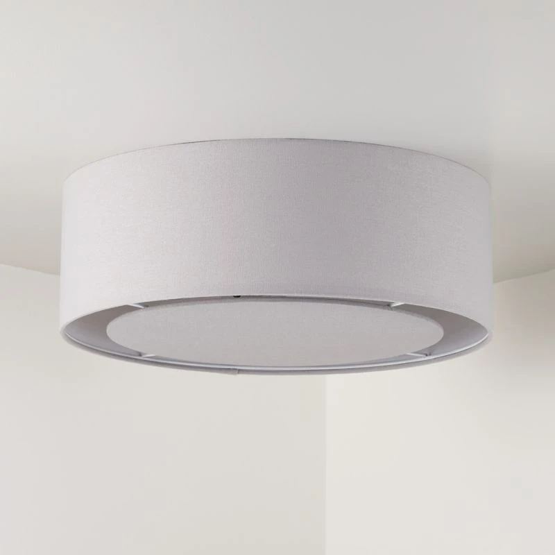 18" Light Grey Drum Shade Flush Mount Light