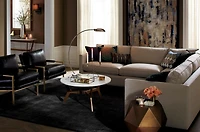 Elke White Marble and Brass Aluminum 35.5" Rectangular Coffee Table
