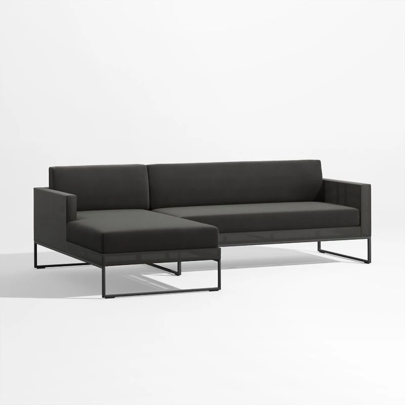 Dune -Piece Black Outdoor Sectional Sofa with Left-Arm Chaise