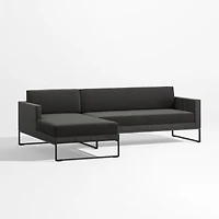 Dune -Piece Black Outdoor Sectional Sofa with Left-Arm Chaise