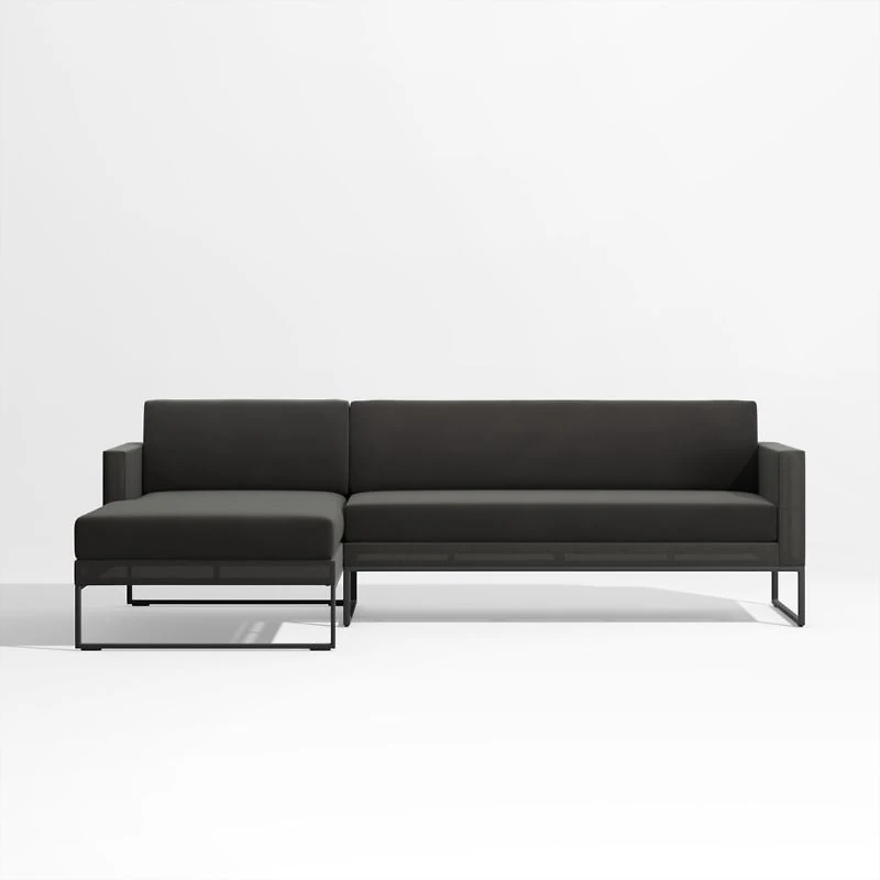 Dune -Piece Black Outdoor Sectional Sofa with Left-Arm Chaise