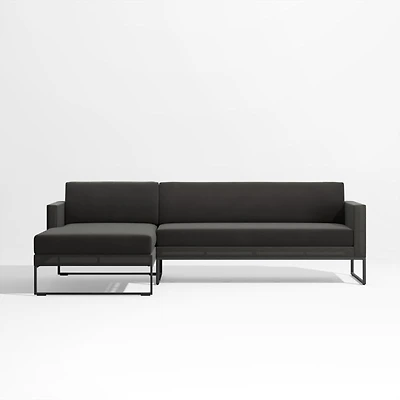 Dune -Piece Black Outdoor Sectional Sofa with Left-Arm Chaise