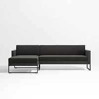 Dune -Piece Black Outdoor Sectional Sofa with Left-Arm Chaise