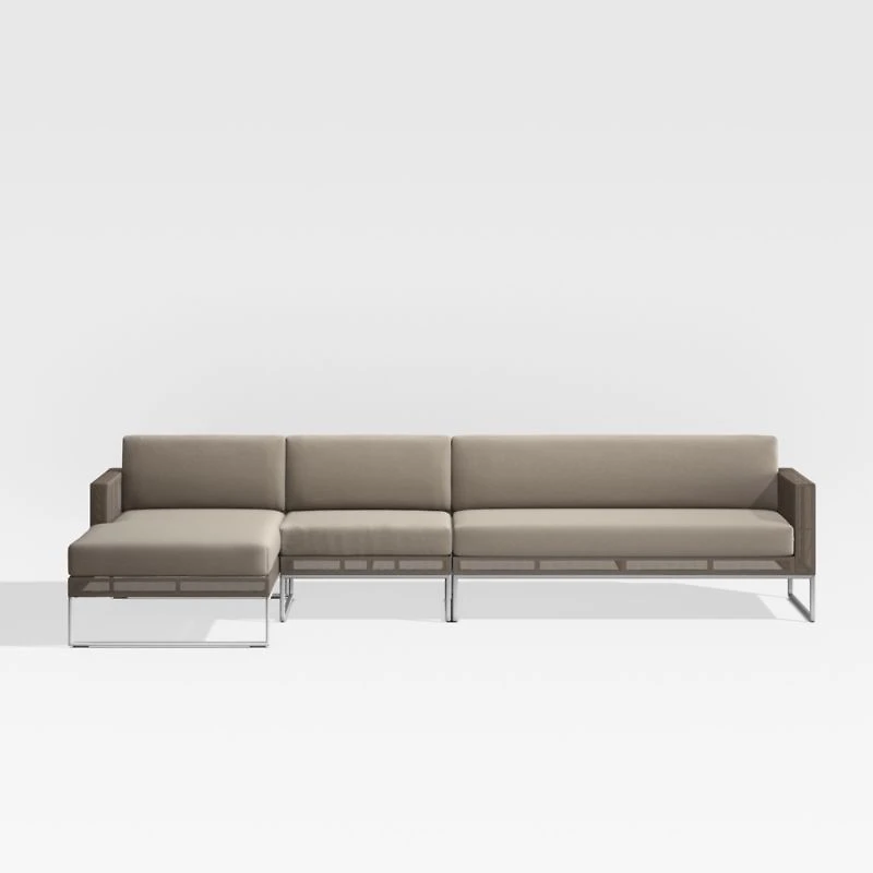 Dune -Piece Taupe Left-Arm Chaise Outdoor Sectional Sofa with Sunbrella ® Cushions