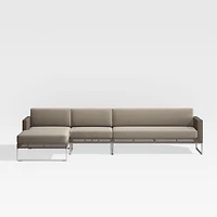 Dune -Piece Taupe Left-Arm Chaise Outdoor Sectional Sofa with Sunbrella ® Cushions