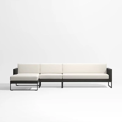 Dune -Piece Black and White Outdoor Sectional Sofa with Left-Arm Chaise