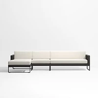 Dune -Piece Black and White Outdoor Sectional Sofa with Left-Arm Chaise