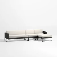 Dune -Piece Black and White Outdoor Sectional Sofa with Right-Arm Chaise