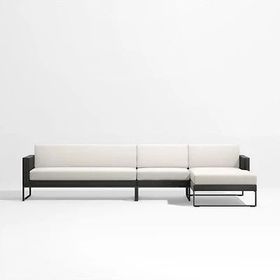 Dune -Piece Black and White Outdoor Sectional Sofa with Right-Arm Chaise