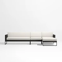 Dune -Piece Black and White Outdoor Sectional Sofa with Right-Arm Chaise