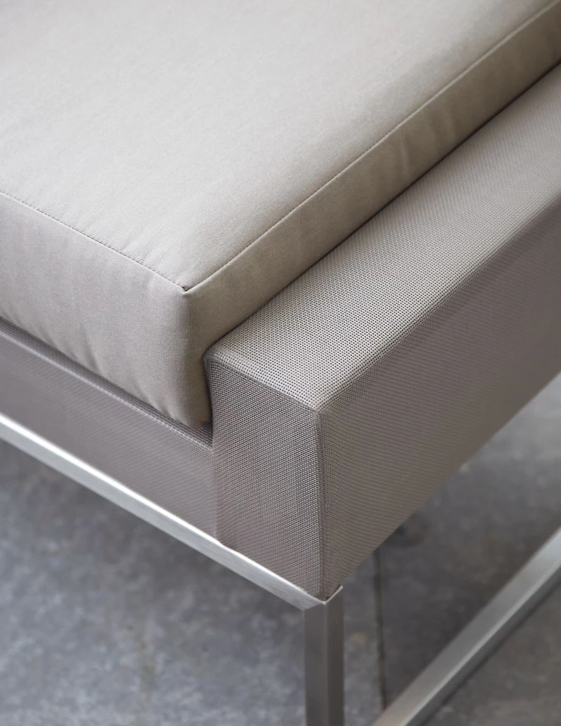 Dune Taupe Outdoor Ottoman with Sunbrella ® Cushion