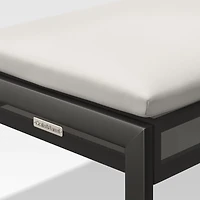 Dune 76" Black and White Glass Outdoor Dining Table Set with Bench