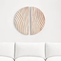 "Dune" Hand-Carved Bleached Wood Wall Art 30"x30"