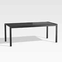 Dune 76" Rectangular Black Outdoor Glass Dining Table