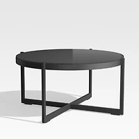 Dune Black Round Outdoor Coffee Table with Black Painted Glass