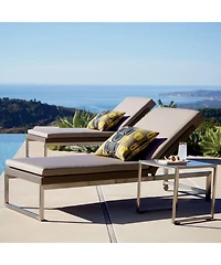 Dune Outdoor Nesting Tables with Taupe Painted Glass, Set of 2