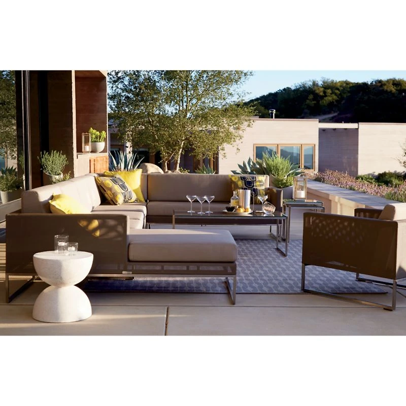 Dune Outdoor Coffee Table with Taupe Painted Glass