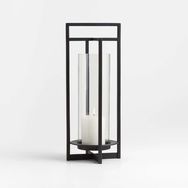 Dune Small Black Metal Outdoor Lantern 18"