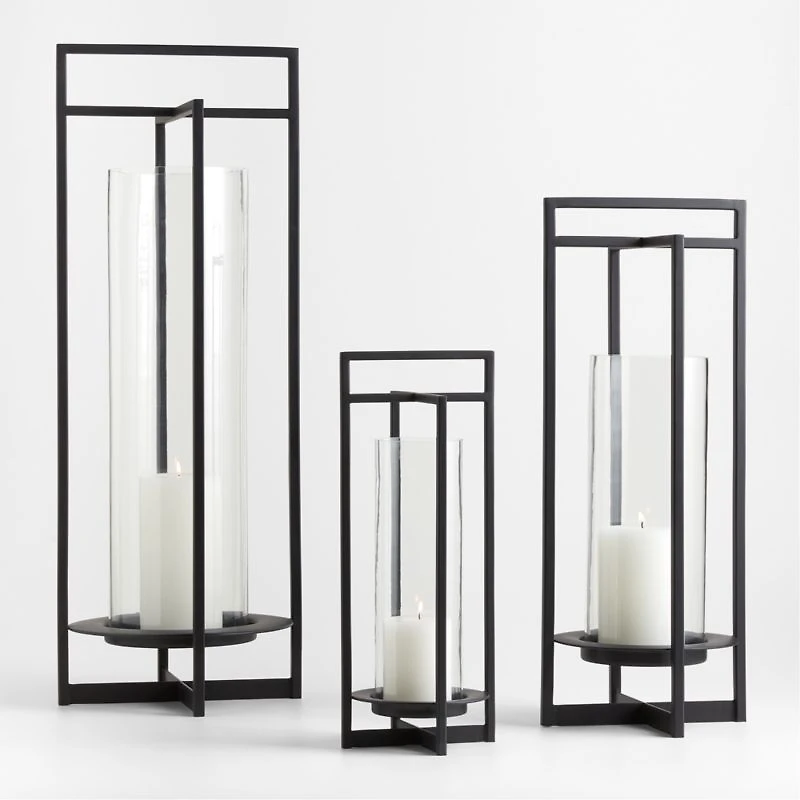 Dune Small Black Metal Outdoor Lantern 18"