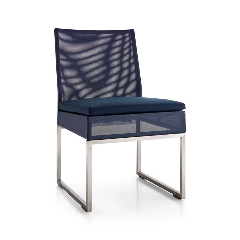Dune Navy Outdoor Dining Side Chair with Sunbrella ® Cushion