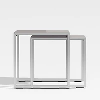 Dune Outdoor Nesting Tables with Taupe Painted Glass, Set of 2