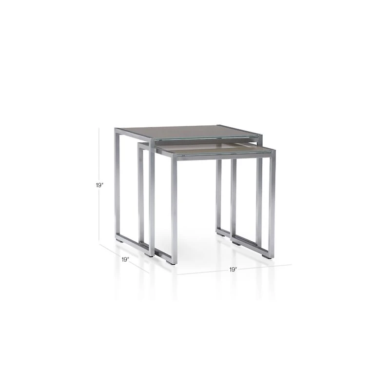 Dune Outdoor Nesting Tables with Taupe Painted Glass, Set of 2