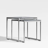 Dune Outdoor Nesting Tables with Charcoal Painted Glass Set of Two