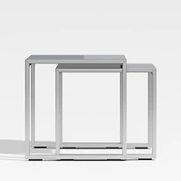 Dune Outdoor Nesting Tables with Charcoal Painted Glass Set of Two