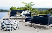 Dune Round Outdoor Coffee Table with Charcoal Painted Glass