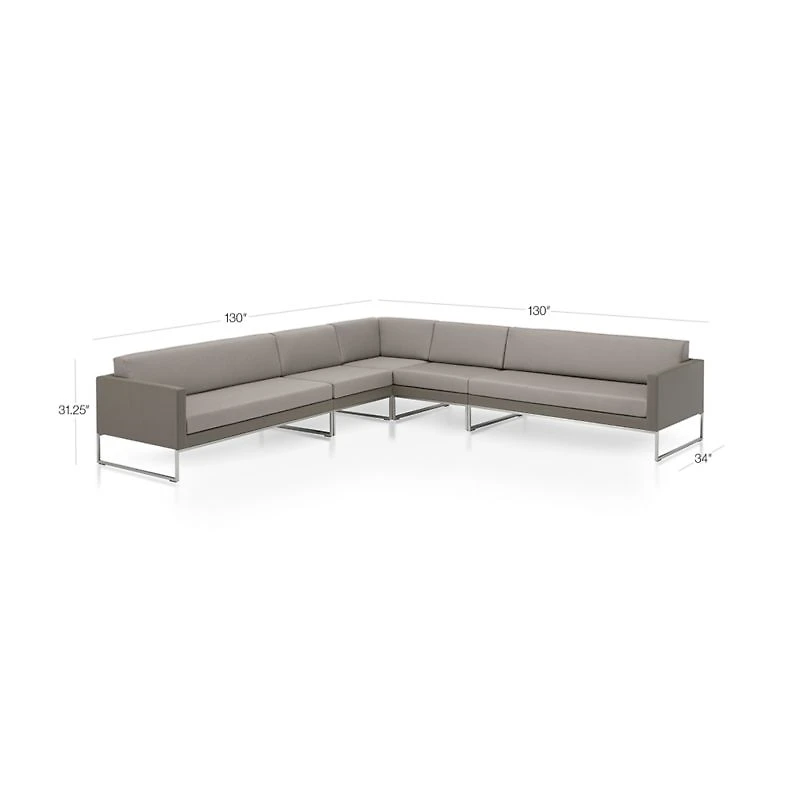 Dune 5-Piece Taupe L-Shaped Outdoor Sectional Sofa with Sunbrella ® Cushions