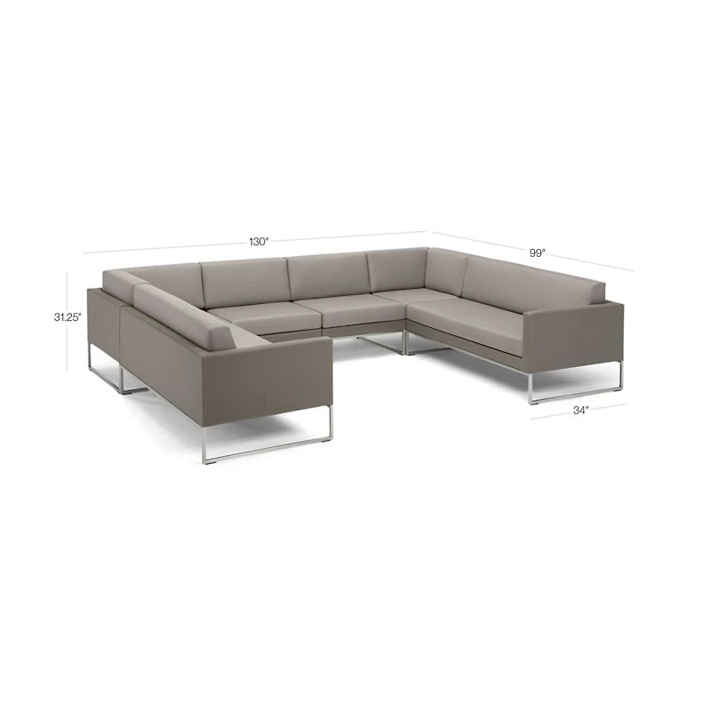 Dune 6-Piece Taupe U-Shaped Outdoor Sectional Sofa with Sunbrella ® Cushions