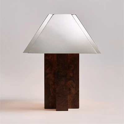 Eclat Burl Wood Table Lamp with Metal Shade
