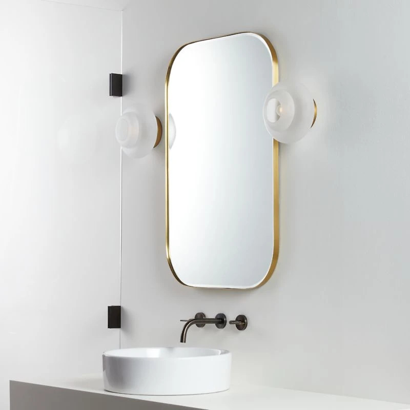 Edge Medium Brass Rounded Rectangle Wall Mirror 36"x24"