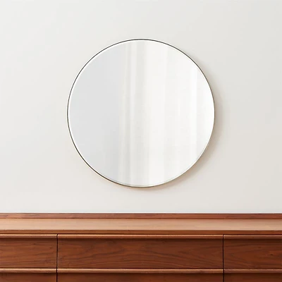 Edge Small Brass Round Wall Mirror 30"