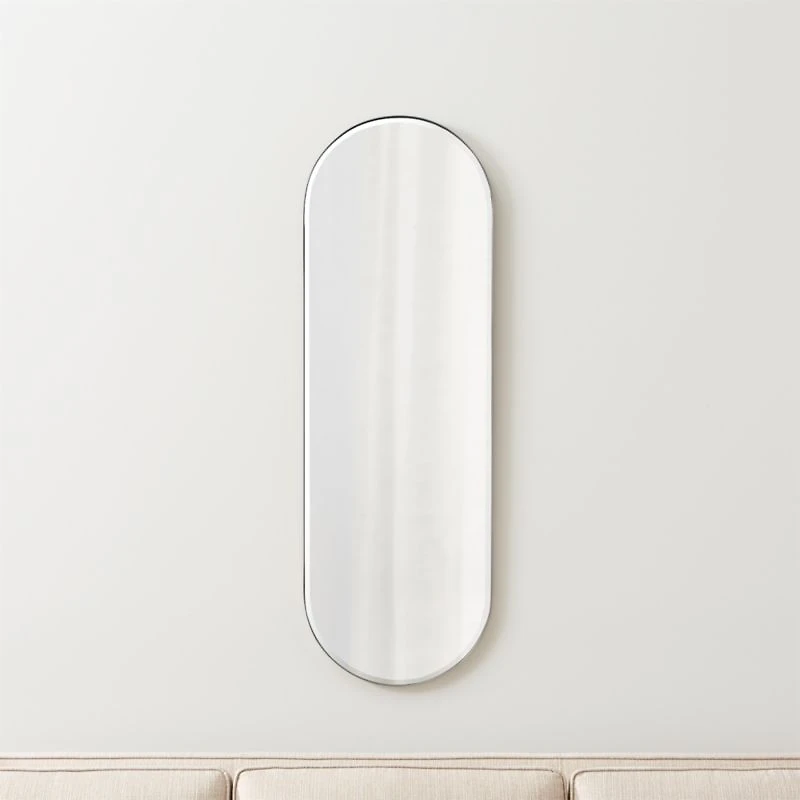 Edge Small Silver Capsule Wall Mirror 16"x48"