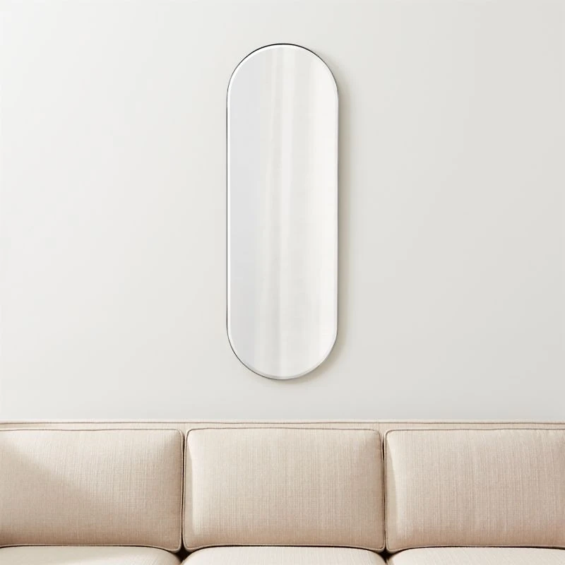 Edge Small Silver Capsule Wall Mirror 16"x48"