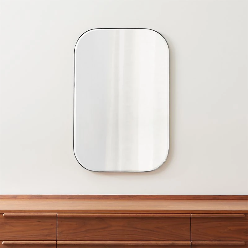 Edge Medium Silver Rounded Rectangle Wall Mirror 36"x24"
