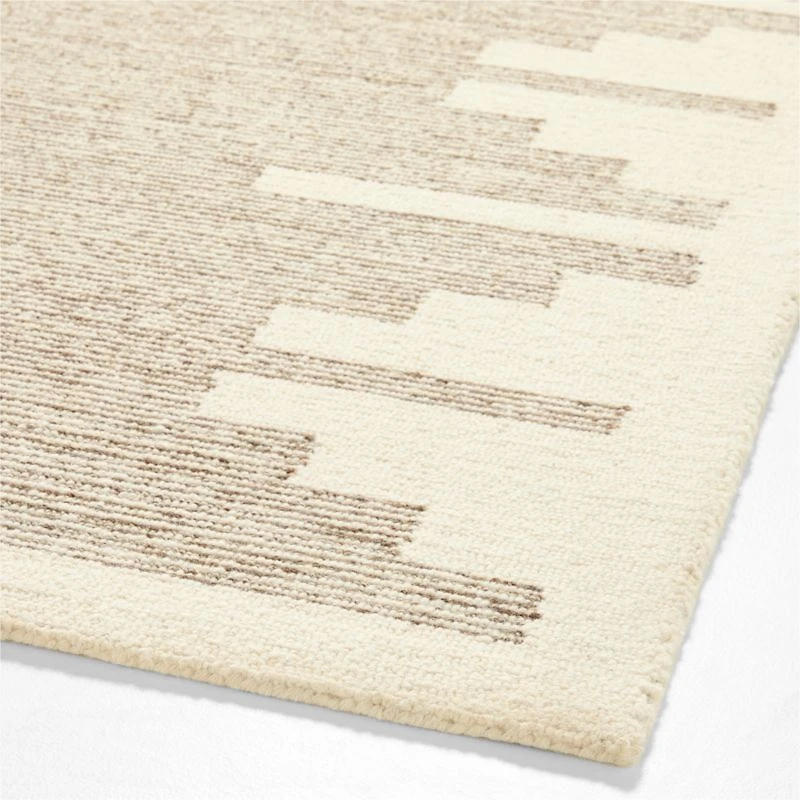 Edge Beige Geometric Wool Kids Area Rug 5'x8'
