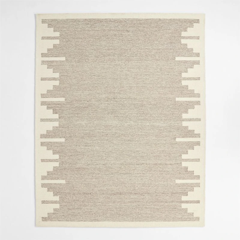 Edge Beige Geometric Wool Kids Area Rug 5'x8'