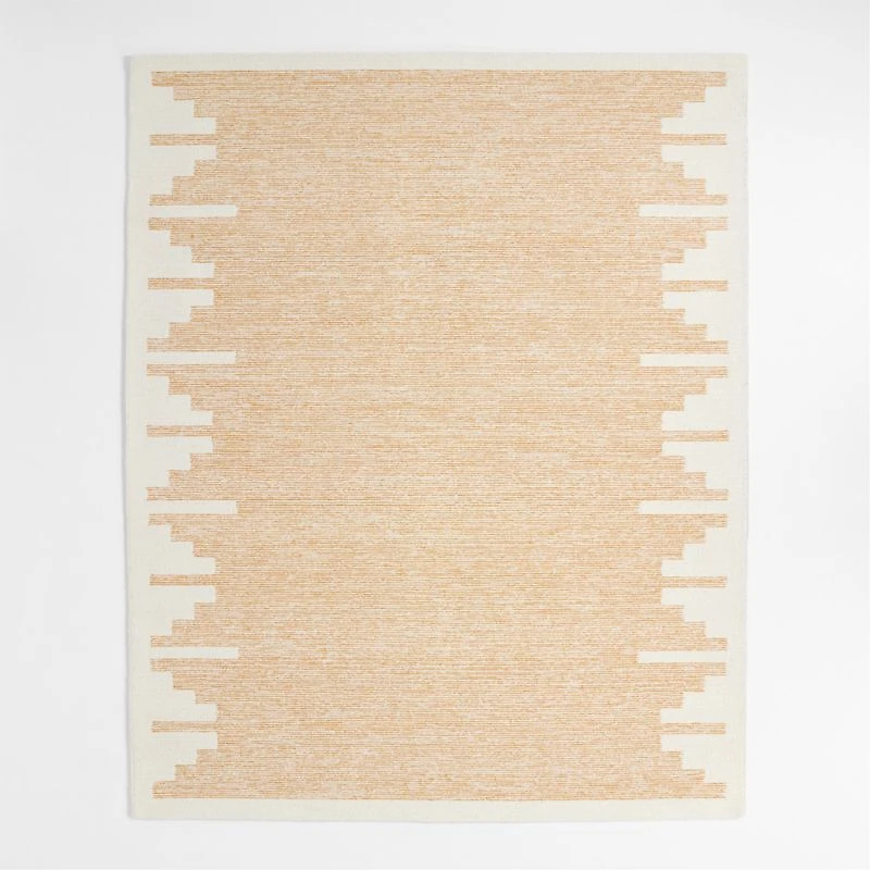 Edge Yellow Geometric Wool Kids Area Rug 5'x8'