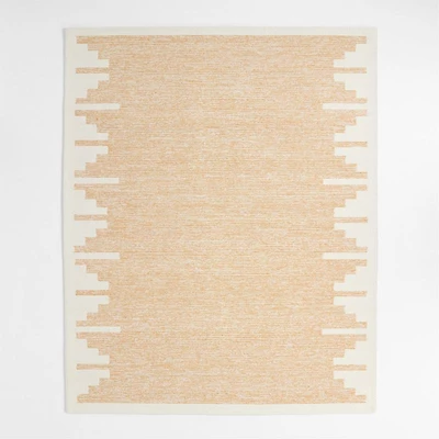 Edge Yellow Geometric Wool Kids Area Rug 5'x8'