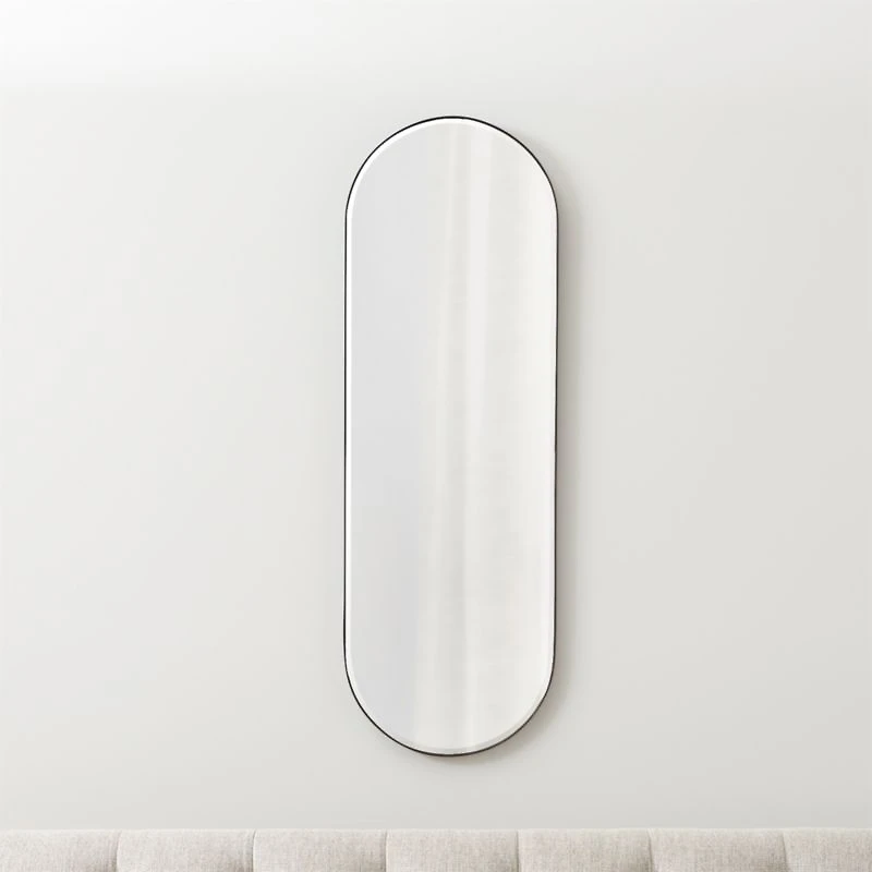 Edge Small Black Capsule Wall Mirror 16"x48"