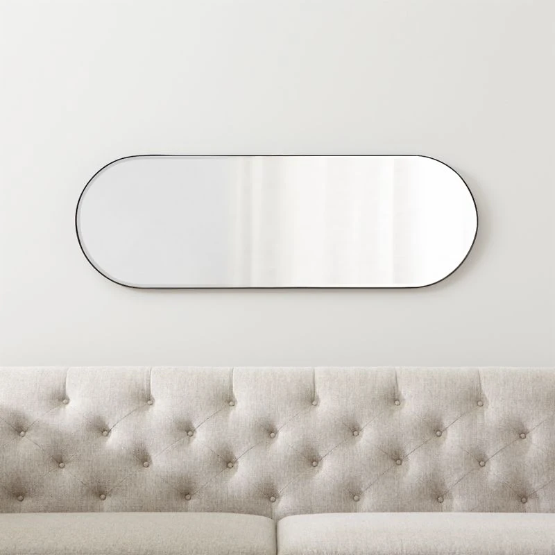 Edge Small Black Capsule Wall Mirror 16"x48"
