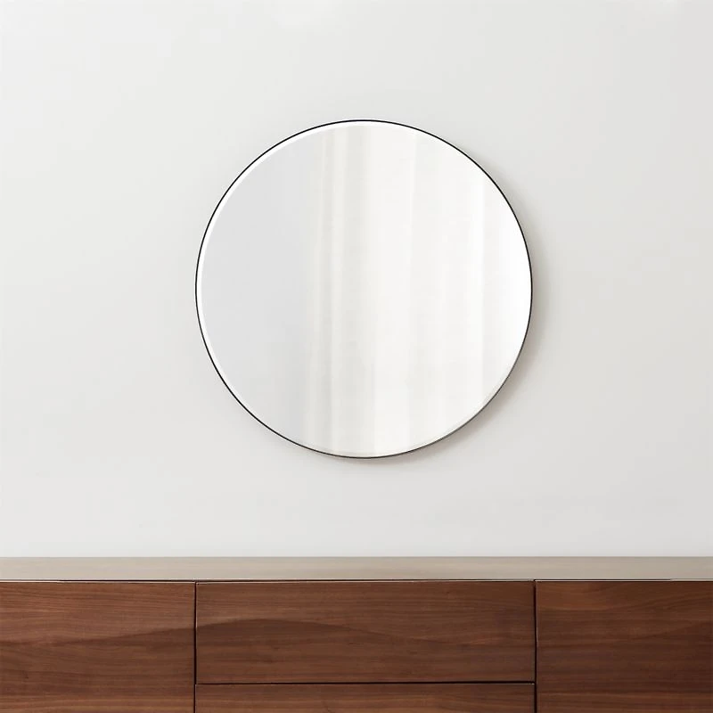 Edge Small Black Round Wall Mirror 30"