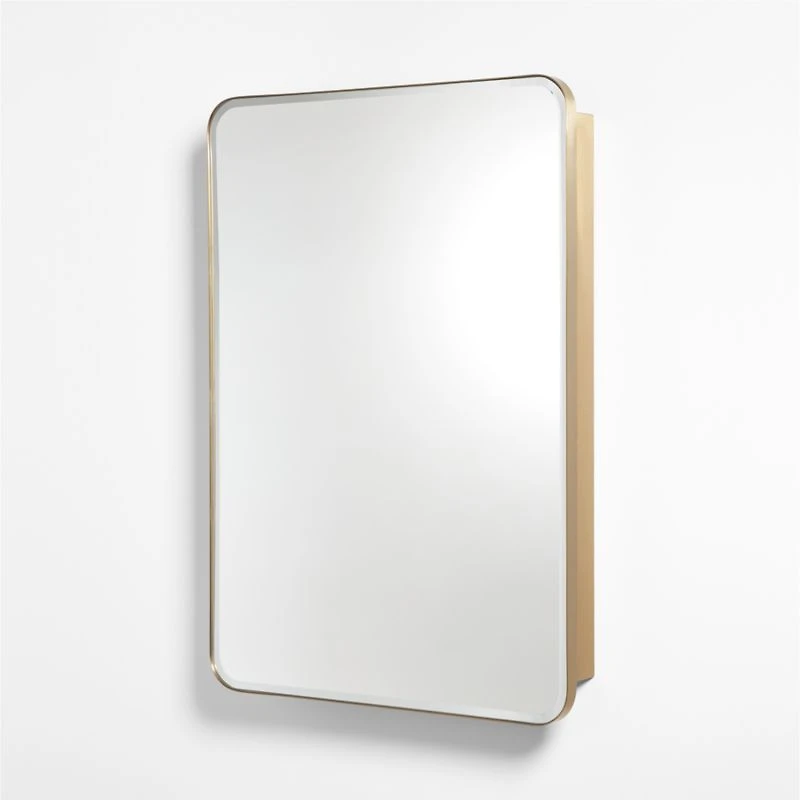 Edge Large Brass Rounded Rectangle Medicine Cabinet